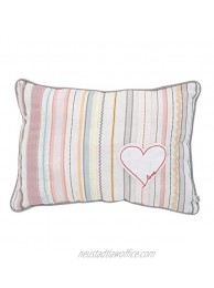 ED Ellen DeGeneres Cotton Tail Soft 100% Cotton Multi Color Ribbon Stripe with Heart Applique Decorative Pillow Rose Ivory Aqua Coral