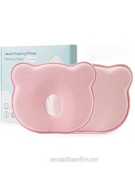 LittleFox Baby Pillow for Newborn Infant Baby Head Shaping Pillow with Pillow Cover Prevent Flat Head with Memory Foam Head and Neck Support Newborn 3D Pillow for 0-12 Months Infant Pink