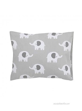 Sumersault Soft Toddler Travel Pillow Set Grey and White Elephants 13” x 10” x 4.5" Pillow and Pillowcase Extra Soft Yet Supportive Perfect for Cars Airplanes Strollers or Any Travel