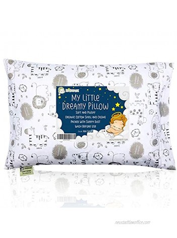Toddler Pillow with Pillowcase 13X18 Soft Organic Cotton Baby Pillows for Sleeping Machine Washable Toddlers Kids Boy Girl Perfect for Travel Toddler Cot Bed Set KeaSafari