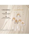 Baby Crib Mobile Handmade Macrame Rainbow Wooden Bed Bell White Powder Nursery Decoration for Boys and Girls as Newborn Gifts