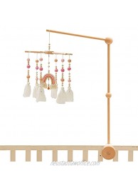 Baby Crib Mobile with Mobile Arm 2In1 Set Rainbow Crib Mobile,Mobile Crib Hanger,Baby Wooden Mobile Arm for Crib Baby Mobile Holder Bassinet Mobile for Crib Toy Mobile for Baby Pink