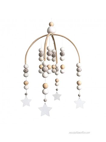 Baby Crib Mobile Wooden Wind Chime Mobile Crib Bed Bell Baby Rattle Mobile Baby Bedroom Ceiling Wooden Beads Hanging Ornament Pendant Baby Gifts Boy or Girl Babies Bed Room Grey