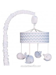 Blue Sky Chevron and Whales Nautical and Geometric Baby Crib Musical Mobile