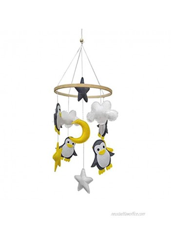 Camidy Baby Crib Mobile with Rotating Star Penguin Toys,Infant Tummy Time Kids Room Mobile Decoration for Boys and Girls