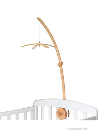 Clouds and Cactus Crib Mobile Arm 33 Inches for Baby Nursery 100% Natural Beech Wood with Extra Matching Wooden Holder Attachment and Anti Slip Clamping System