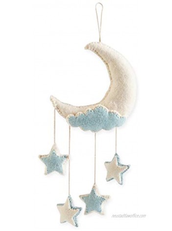 Mud Pie Baby Room Nursery Decor Felt Twinkle Twinkle Little Star Moon Wall Hanging 12000020 Blue 17" x 8 12000020B
