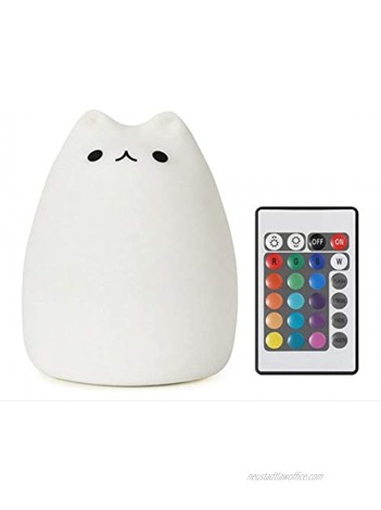 Cat Lamp 16 Colors Remote Control Silicone Cute Kitty Night Light for Kids Toddler Baby Girls Bedroom