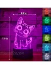 Cat Lamp 3D Illusion Night Lights for Kids with Smart Touch & USB Cable 7 Colors Cute Kitty NightLights Cat Lover Gifts for Women Teen Girls Baby Age 2 3 4 5 6 Year Old