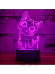 Cat Lamp 3D Illusion Night Lights for Kids with Smart Touch & USB Cable 7 Colors Cute Kitty NightLights Cat Lover Gifts for Women Teen Girls Baby Age 2 3 4 5 6 Year Old