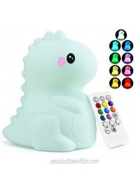 Dinosaur Kids Night Lights -USB Rechargeable Animal Silicone Lamps with Touch Sensor and Remote Control -Portable Color Changing Glow Soft Cute Baby Infant Toddler Gift Green