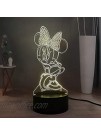 Laysinly Minnie Mouse 3D LampLED Night Light USB Remote Control Child Desk Lamp Kids Bedroom Sleeping Night Lamp Decor Light Mickey Mouse Table Lamp Children Birthday Xmas Lighting