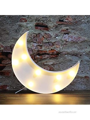 LED Moon Shaped Marquee Signs Light Up Moon Night Lights Battery Operated Crescent Moon Lamp for Bedroom Christmas Birthday Party Decor-MoonWhite