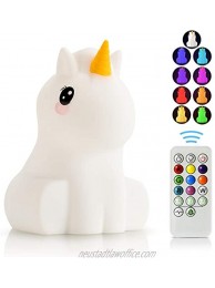 LED Nursery Night Lights for Kids -USB Rechargeable Animal Silicone Lamps with Touch Sensor and Remote Control -Portable Color Changing Glow Soft Cute Baby Infant Toddler Gift Unicorn