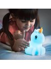 LumiPet Unicorn Kids Night Light Huggable Nursery Light for Baby and Toddler Silicone LED Lamp Remote Operated USB Rechargeable Battery 9 Available Colors Timer Auto Shutoff