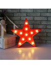 Marquee Light Star Shaped LED Plastic Sign-Lighted Marquee Star Sign Wall Décor Battery Operated Red