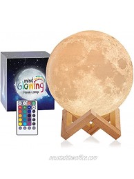 Mind-glowing 3D Moon Lamp 16 LED Colors Dimmable Rechargeable Night Light X-Large 7.1in with Wooden Stand Remote & Touch Control Cool Christmas Gift for Kids Nursery Decor for Your Baby