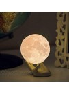 Mind-glowing 3D Moon Lamp Warm and Lunar White Night Light Mini 3.5in with Ceramic Hand Stand Cool Stocking Stuffers for Kids Nursery Decor for Your Baby Birthday Gift Idea for Women