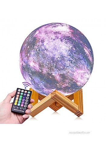 Moon Lamp DTOETKD Galaxy Lamp Kids Night Light 16 Colors 3D LED Moon Light with Stand Timing & Remote & Touch Control Brightness USB Rechargeable Birthday Gifts for Boys Girls Couples Friends