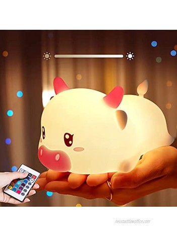 Night Light for Kids,Kids Night Light,Cute Baby Night Light,Soft Squishy Silicone LED Night Light,Remote Control Dim or Color Changing,USB Chargeable Portable Calf Anime Lamp,Kawaii Baby Girls Gifts