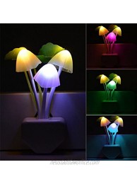 Smart Dusk to Dawn Sensor Led Night Light 0.6W Multi-Color Changing Plug-in Mushroom Dream Bed Nightlight Funny Energy Efficient Wall Lamp Flower Novelty Gifts for Nursery Baby Kids Adults