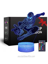 Spiderman 3D Night Light XXMANX Baby Night Light with 7 Colors Changing Touch Remote Control Bedroom Decorative Light for Boys Girls Kids