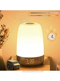Touch Wake Up Night Light with Alarm Clock  Vicsoon Dimmable Warm White Small Bedside Lamp with Sleep Aid Snooze Timer RGB Color Ambient Nightstand Night for Kids,Bedroom Breastfeeding