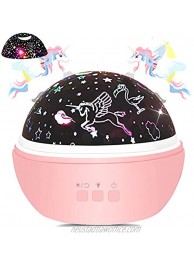 Unicorn Gifts for Girls Star Night Light Projector Toys for Kids Toddlers Girl Gifts for 1 2 3 4 Years Old Baby Nursery Night Lamp 8 Colors Rotating Projector Lights Pink.