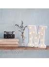 Barnyard Designs Metal Marquee Letter M Light Up Wall Initial Wedding Bar Home and Nursery Letter Decoration 12” White