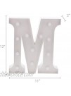 Barnyard Designs Metal Marquee Letter M Light Up Wall Initial Wedding Bar Home and Nursery Letter Decoration 12” White