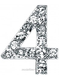 Club Green "4" Diamanté Number Silver 20 mm Pack of 5