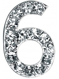 Club Green "6" Diamanté Number Silver 20 mm Pack of 5