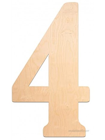UNFINISHEDWOODCO Wooden Letter Monogram Room Décor 15 Inches Tall Unfinished Vintage Wood Letter Large Initials for Bedroom Wall Decor Above Baby Crib Nursery or Teen Room 15" Tall Number 4