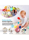 2 Pcs Hanging Mesh Storage Basket with 1 Stuffed Animals Toy Net Hammock Hommtina Foldable Corner Organizer 3 Tier Neatly Organize Kid’s Plush Toys and Save Space Pink+Green