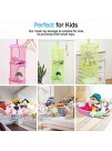 2 Pcs Hanging Mesh Storage Basket with 1 Stuffed Animals Toy Net Hammock Hommtina Foldable Corner Organizer 3 Tier Neatly Organize Kid’s Plush Toys and Save Space Pink+Green