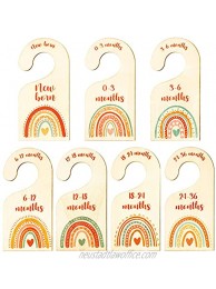 7 Pieces Rainbow Baby Closet Dividers Boho Nursery Closet Organizer Wooden Newborn Wardrobe Divider Kids Clothes Divider to Arrange Clothes with Separator By Size or Age for Baby Shower 0 24 Months
