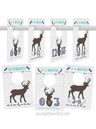 7 Woodland Baby Nursery Closet Organizer Dividers For Boy Clothing Blue Deer Age Size Hanger Organization For Kid Toddler Infant Newborn Clothes Must Have Shower Registry Gift Supplies 0-24 Months