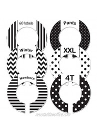 Adult Clothing Size Closet Dividers or Baby Black Gender Neutral Set of 6 Hanger Organizers