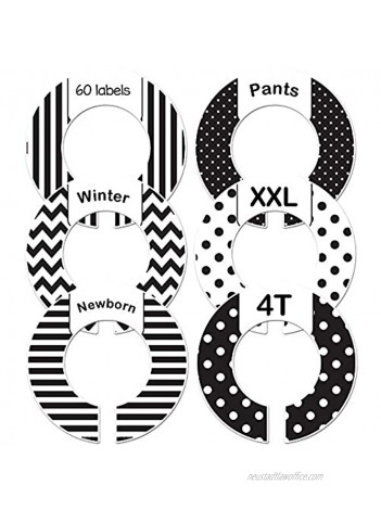 Adult Clothing Size Closet Dividers or Baby Black Gender Neutral Set of 6 Hanger Organizers
