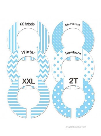Baby Boy Nursery Clothing Size Dividers or Adult Blue Set of 6 Rod Organizers
