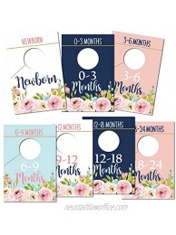 Baby Closet Size Dividers Floral Baby Closet Organizer for Girl Newborn Nursery Wardrobe Divider Hangers to Arrange Clothes with Separator by Size or Age Baby Shower 0-24 Months.
