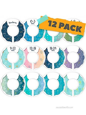 CORRURE Baby Closet Size Dividers Complete Set of 12 Closet Dividers for Baby Clothes from Newborn to 24 Months Best Nursery Closet Hanger Organizer for Baby Boy or Girl Ideal Baby Gift Blue