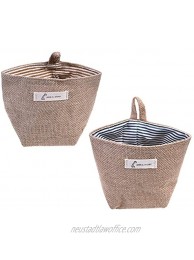 Cosmos 2 Pcs Mini Hanging Storage Bag Cotton Linen Small Storage Basket Decor Bin Bag for Wall Door Closet