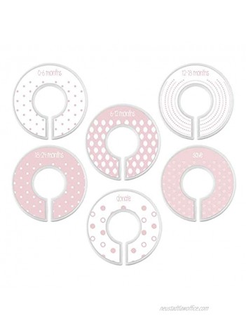 Creative Brands F3081 Stephan Baby 3-inch Diameter Closet Dividers Pink Dots Set of 6