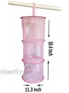 Goldenvalueable Hanging Mesh Space Saver Bags Organizer 3 Compartments Toy Storage Basket for Kids Room organization mesh hanging bag 2 Pcs Set Pink and Purple