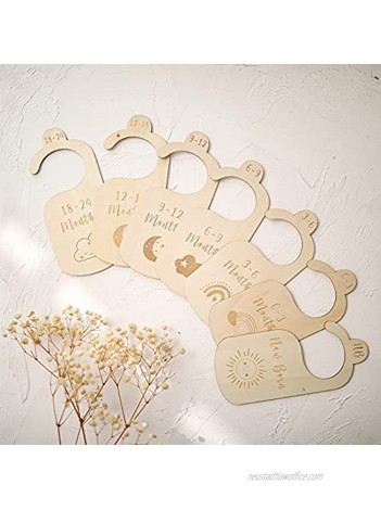 ibwaae Wooden Baby Closet Size Divider Organizer Hanger Clothing Dividers for Newborn Nursery Decor Infant to 24 Months