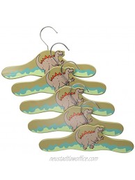 Kidorable Green Dinosaur Hand Crafted Fun Wooden Hangers for Boys Set of 5