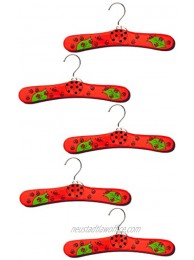 Kidorable Red Ladybug Fun Hand Crafted Wooden Hangers Set of 5