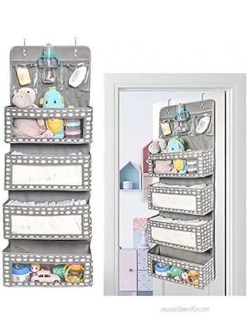 Rocinha Over The Door Organizer Hanging Baby Organizer for Nursery Closet Storage with 4 Large Pockets and 3 Small PVC Pockets for Clothes Toys Sundries Clear-Window Caddy Unisex Space
