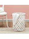 19.5" Laundry Basket Toy Organizer and Storage Hamper Tub for Girls with Dots in Pink White Lilac for Closet Bedroom Basket for Bankets Toys Nursery